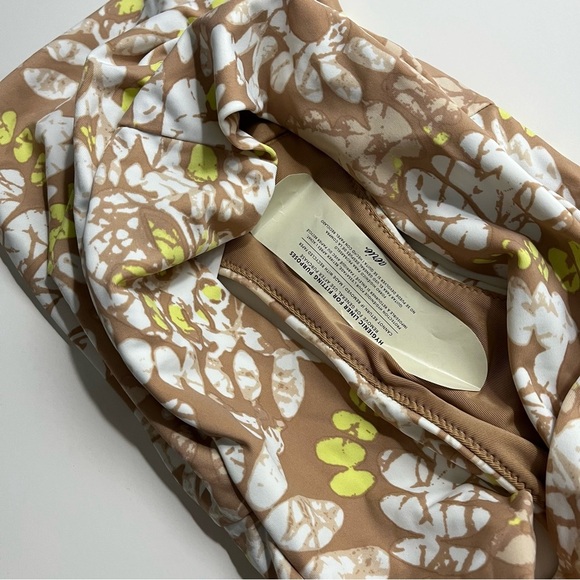Aerie • NWT Crossover High Cut Cheeky Bikini Bottom Tan Yellow White Patterned - Picture 11 of 11